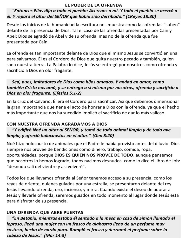 El Poder Transformador de la Ofrenda | PDF | Altar | Jesús