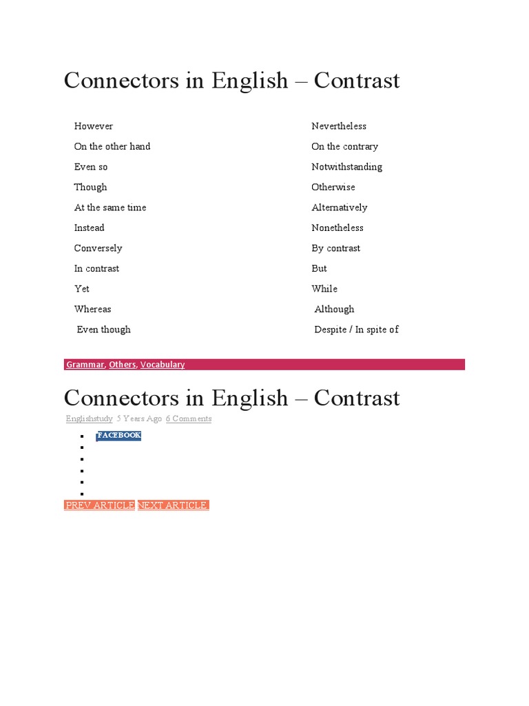 English Contrast Connectors Explained | PDF | Thought