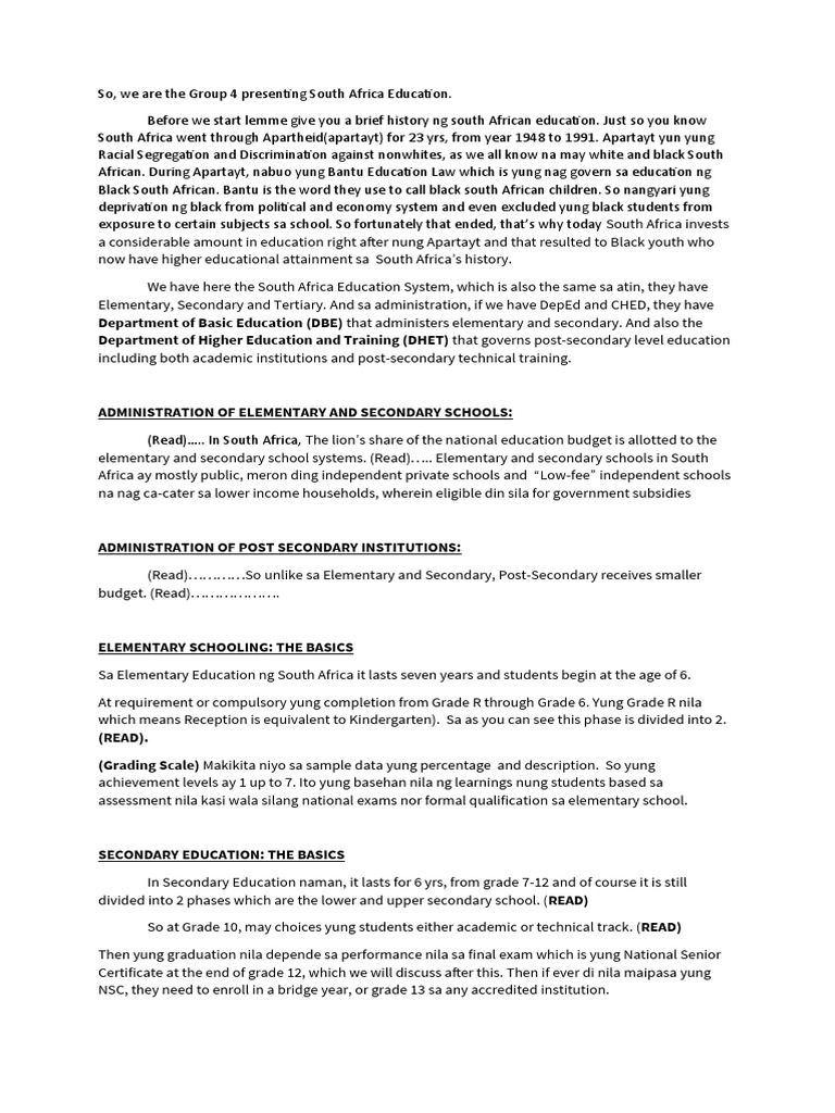 An Overview of South Africa's Education System From Elementary School to Higher Education