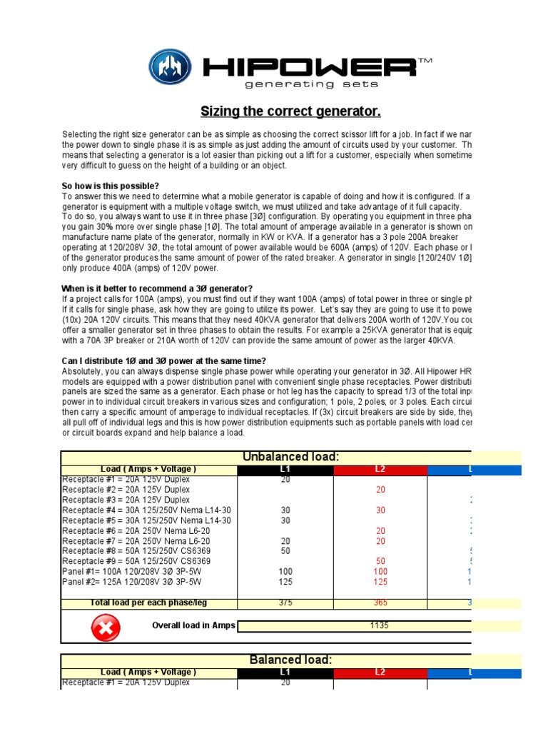 Hipower Load Calculator PDF Mains Electricity Ac Power Plugs And