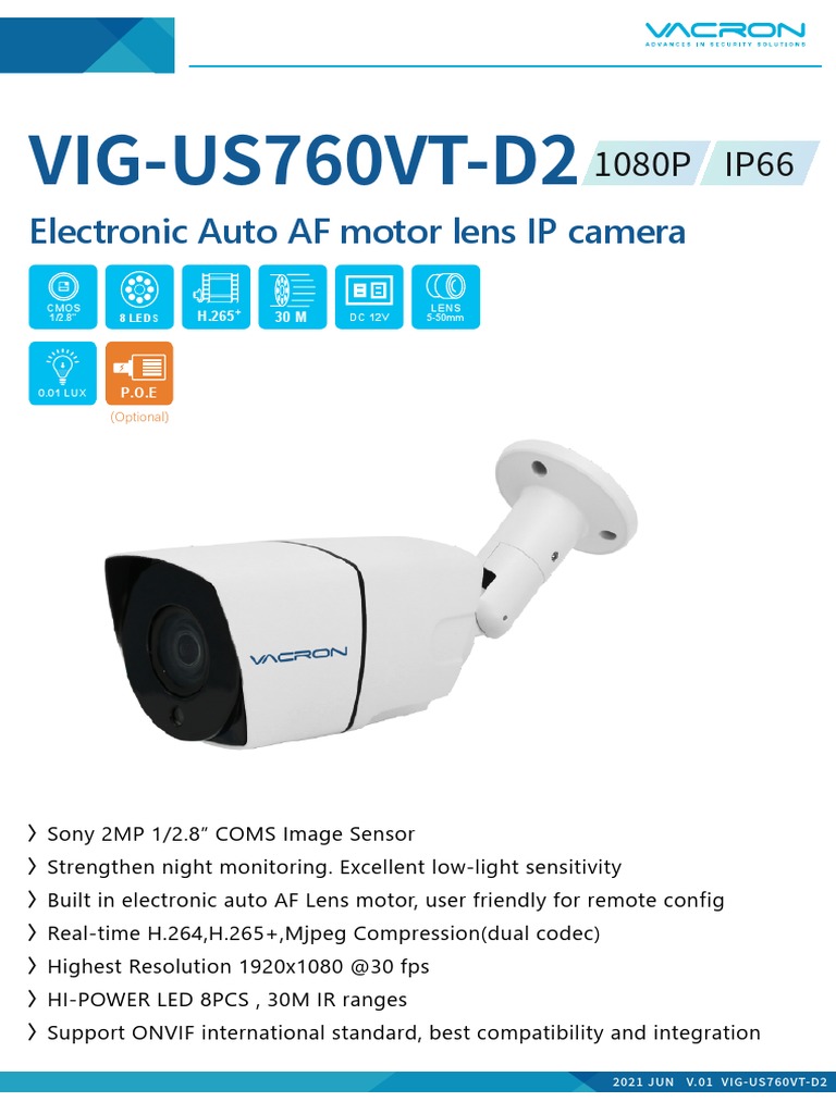 Vacron IP Bullet Camera | PDF | Internet Protocols | Streaming Media