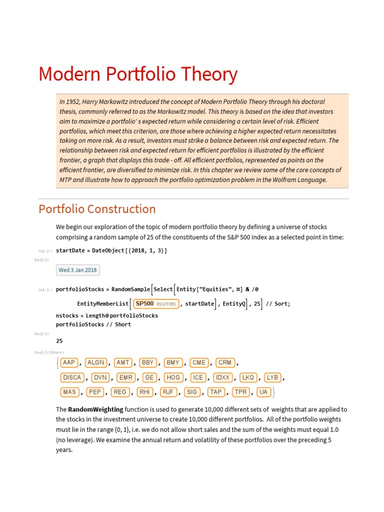 Modern Portfolio Theory Overview | PDF | Modern Portfolio Theory ...