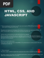 HTML, CSS, and Javascript