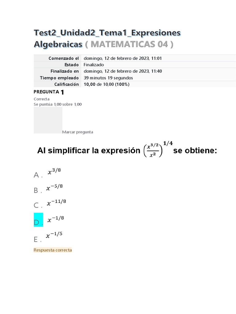 Test 2 Matematicas 04 | PDF