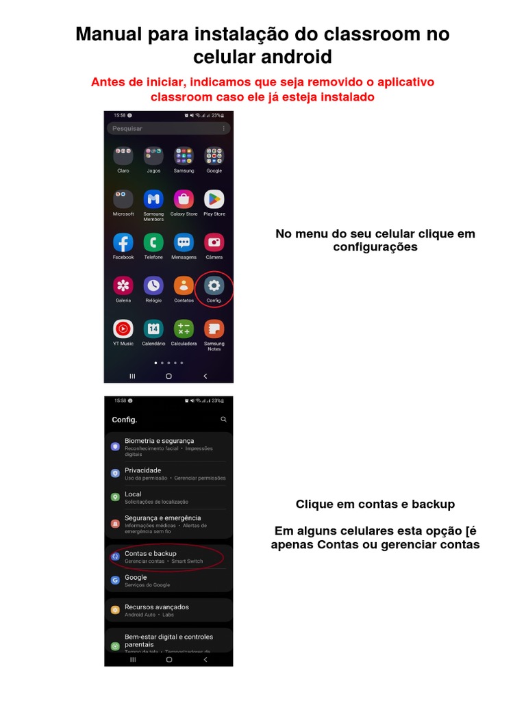 Instalação do Classroom no Android | PDF | Carreira e Crescimento ...