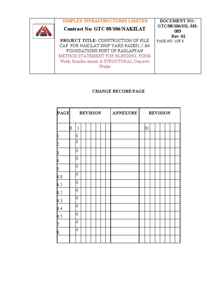 Method STMT For Concreting, Reinforcement Download Free PDF