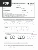 Math Year 08 Algebra 3 ACG 2014 Pattern Graph Solution