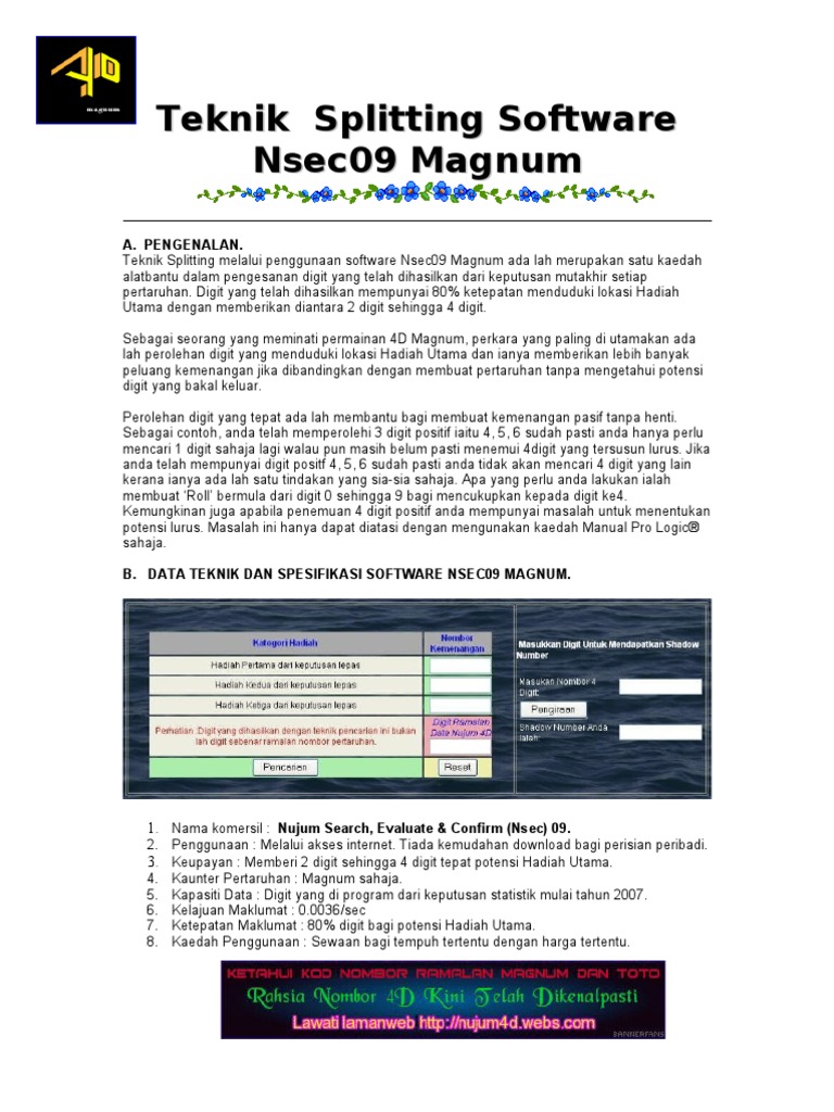Teknik Splitting Nujum 4d