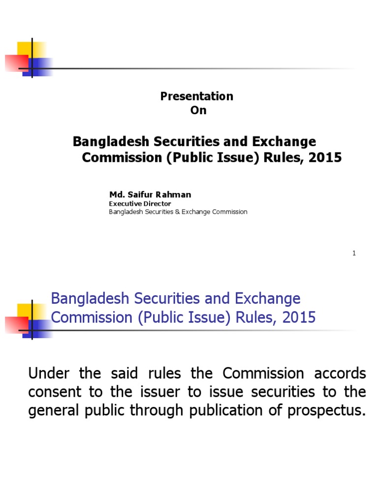 Bangladesh Public Issue Rules 2015 | PDF | Securities (Finance ...
