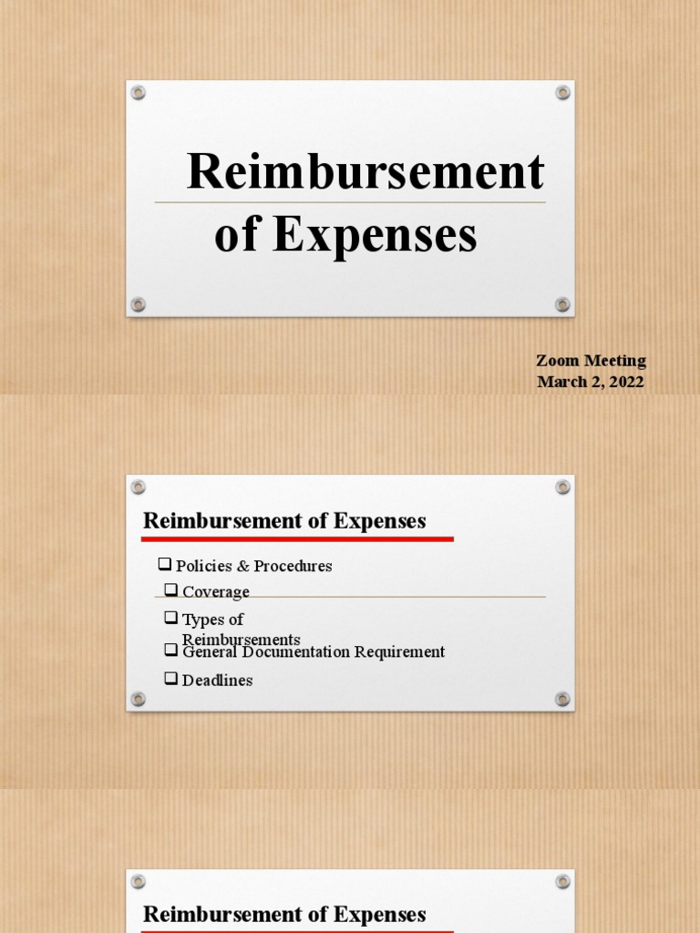 Reimbursement of Expenses Presentation | PDF | Per Diem | Point Of Sale
