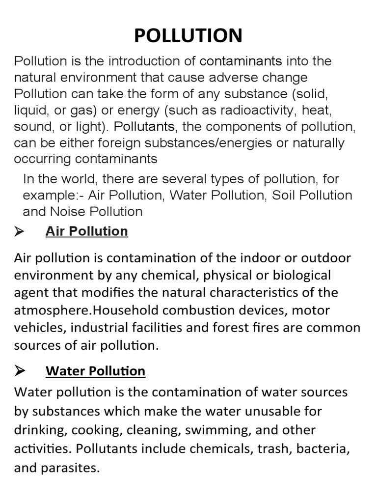 Types and Effects of Pollution Explained | PDF