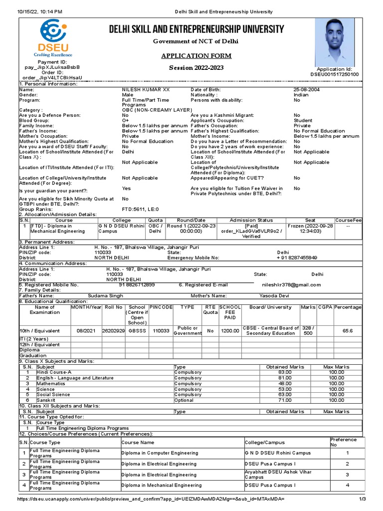 Delhi Skill And Entrepreneurship University Applicatio Pdf