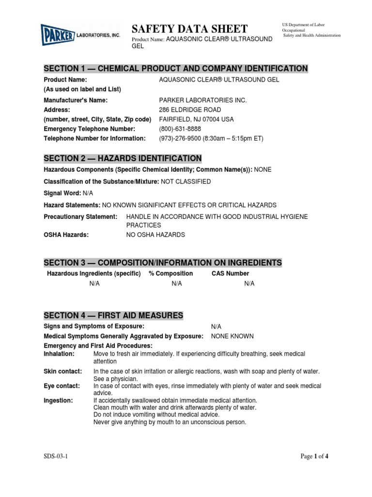 Aquasonic Clear Ultrasound Gel PDF Firefighter Occupational