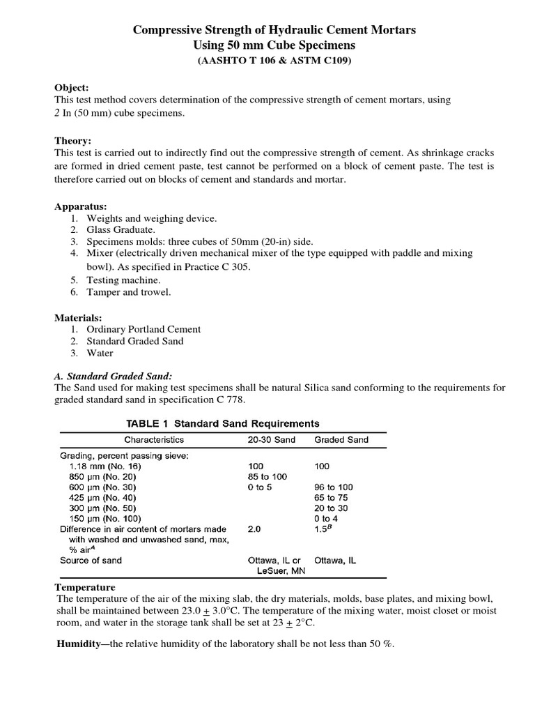 Compressive Strength of Cement Mortars | PDF | Cement | Mortar (Masonry)