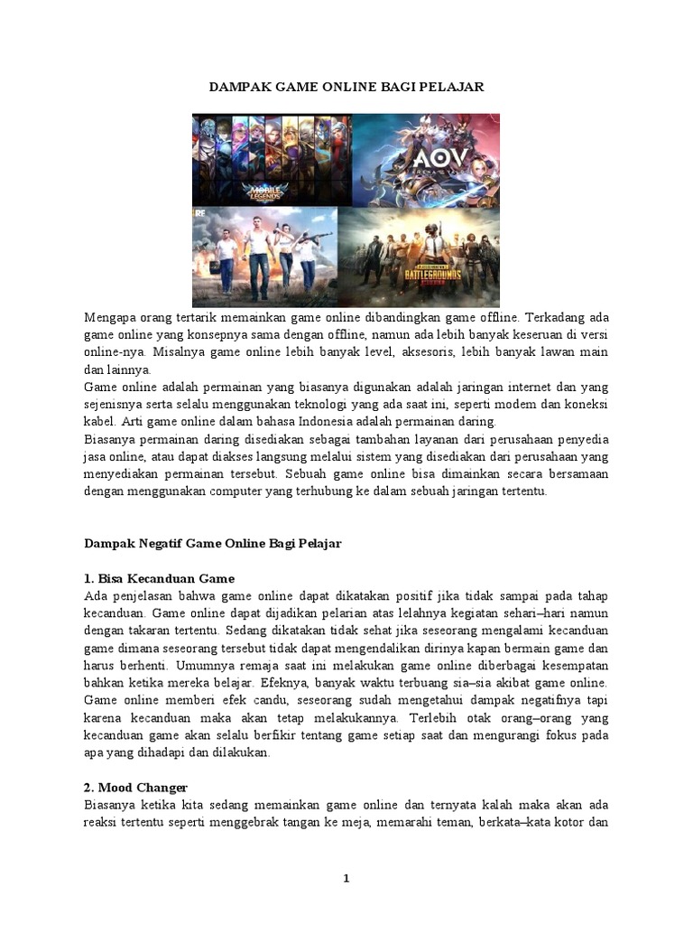 Dampak Game Online Bagi Pelajar PDF