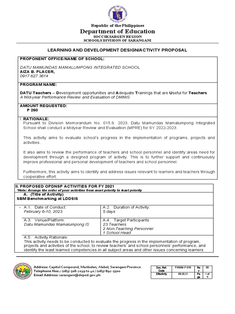 MPRE Activity Proposal for DMMIS | PDF