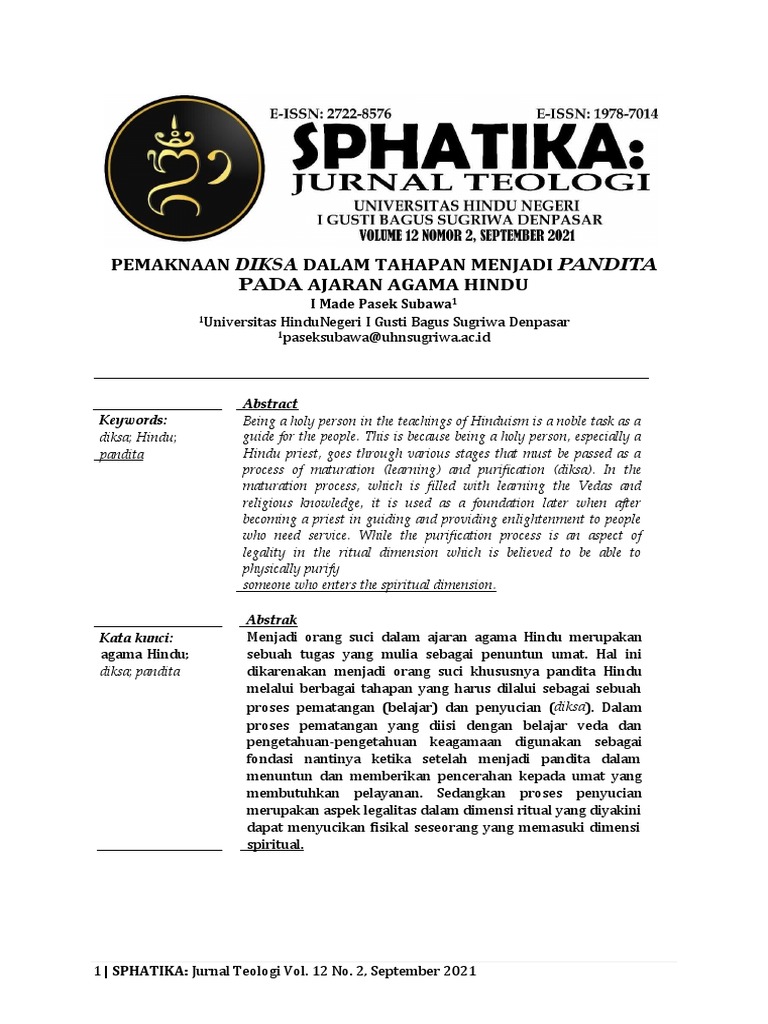 Pemaknaan Diksa dalam Agama Hindu | PDF | Karier & Perkembangan | Agama ...