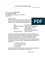 Surat Lamaran Pekerjaan: Human Resources Department PT. Freeport Indonesia