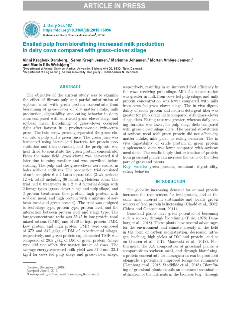 Dairy Journal PDF Dairy Cattle Milk