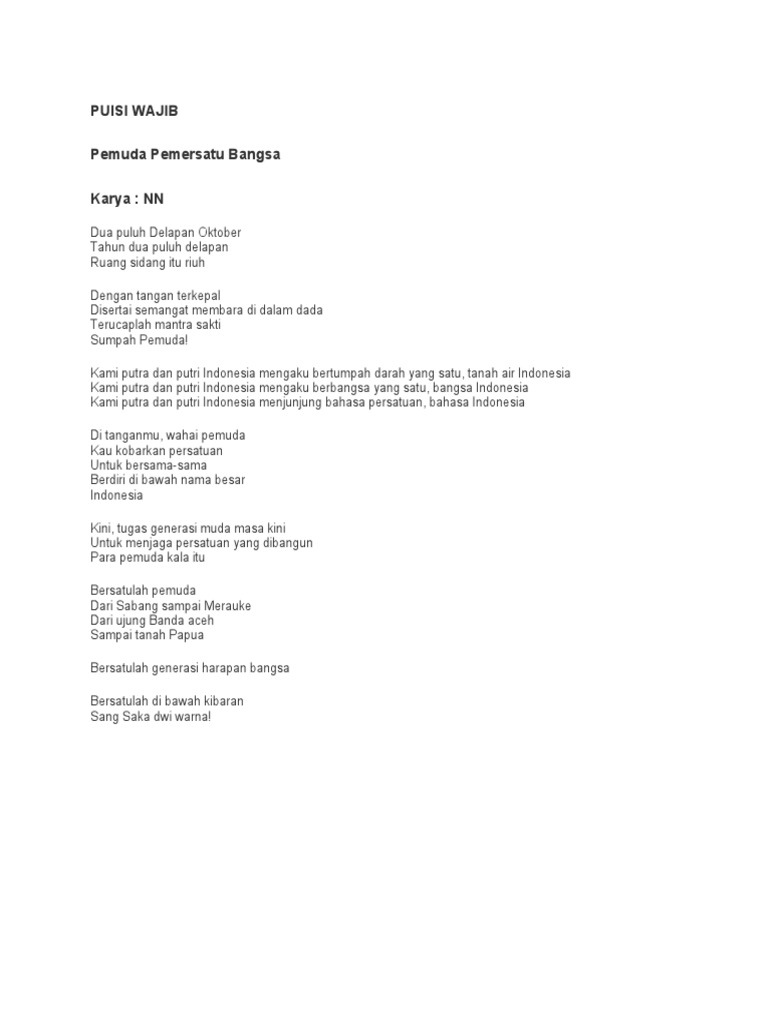 Teks Puisi Sumpah Pemuda | PDF