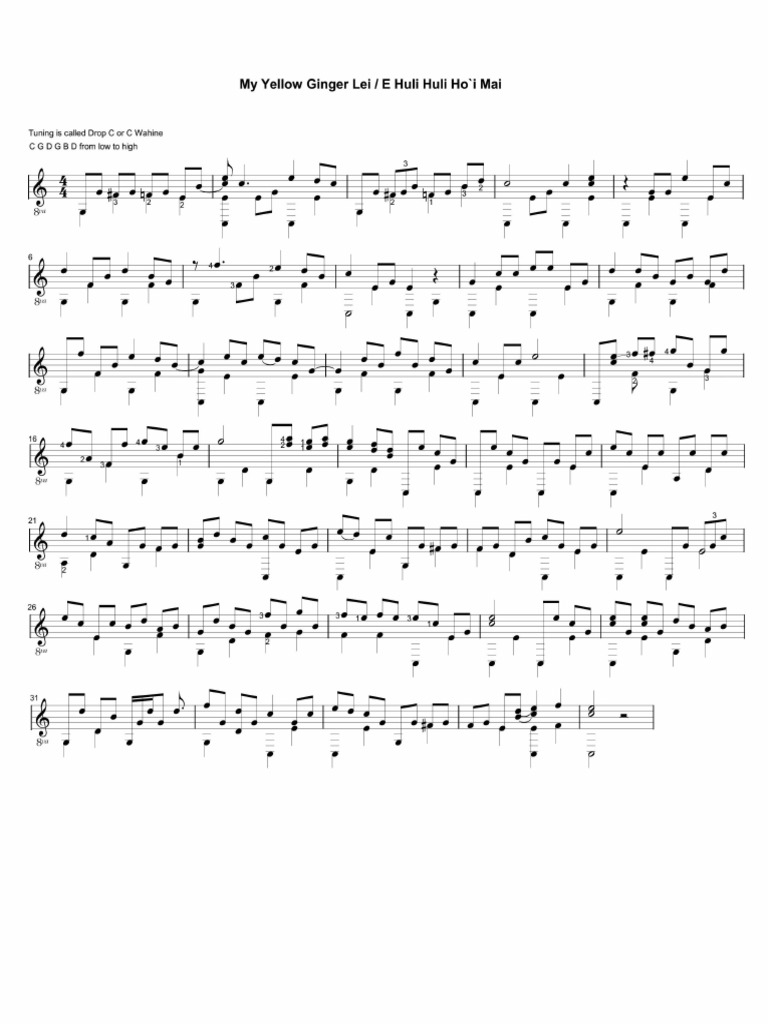 My Yellow Ginger Lei in C PDF