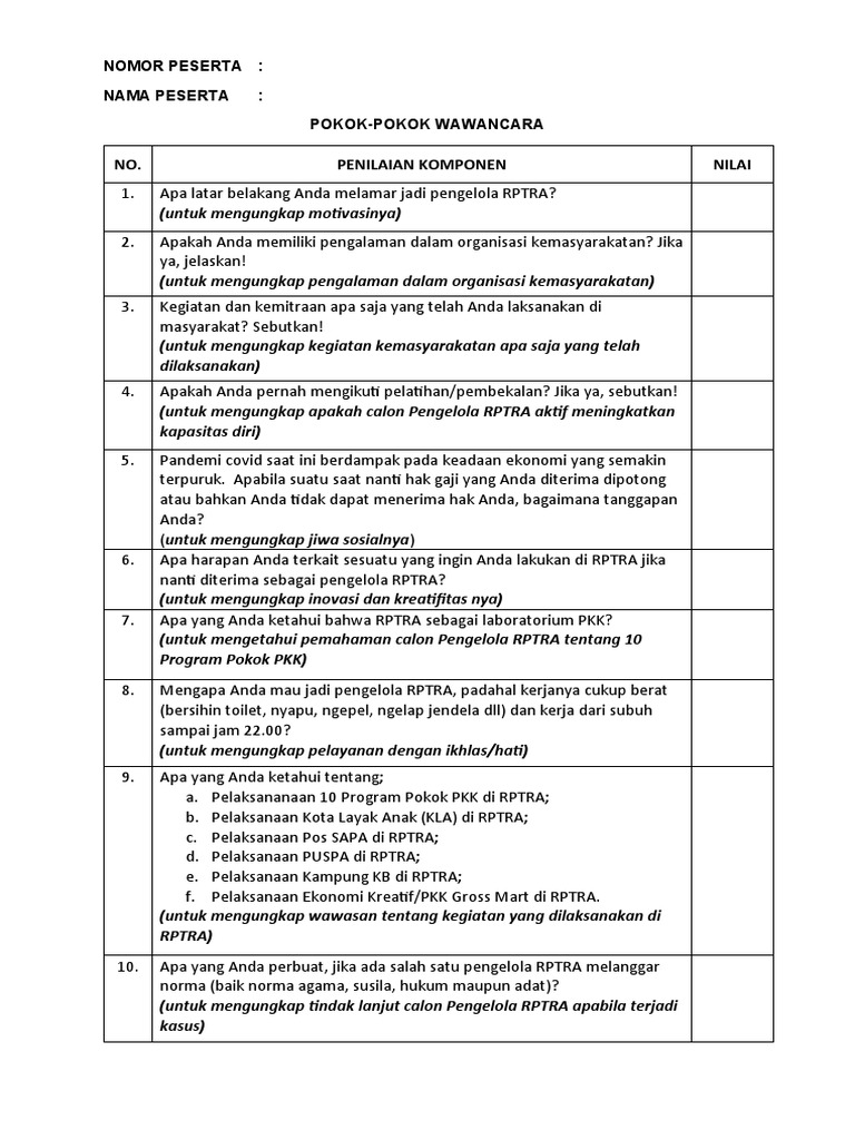 Tugas dan Gaji Pengelola RPTRA | PDF
