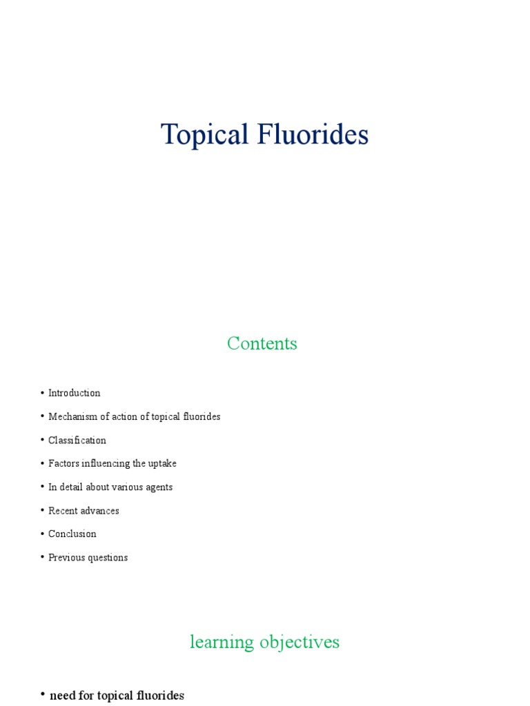 Topical Fluorides | Download Free PDF | Fluoride | Tooth Enamel