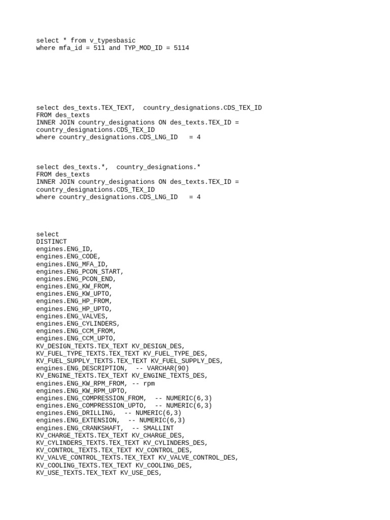 Tecdoc Queries | PDF | Automotive Industry | Luxury Vehicles