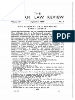 Modern Law Review - September 1968 - Pickering - The Company As A Separate Legal Entity