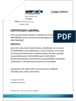 Certificado laboral técnico electromecánico 2018-2019