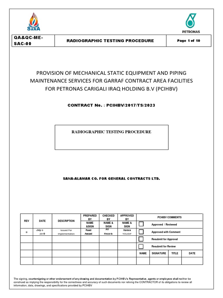 Radiographic Testing Procedure Standards | PDF | Radiography | Calibration