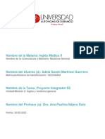 Inglés Médico II: Proyecto integrador S2