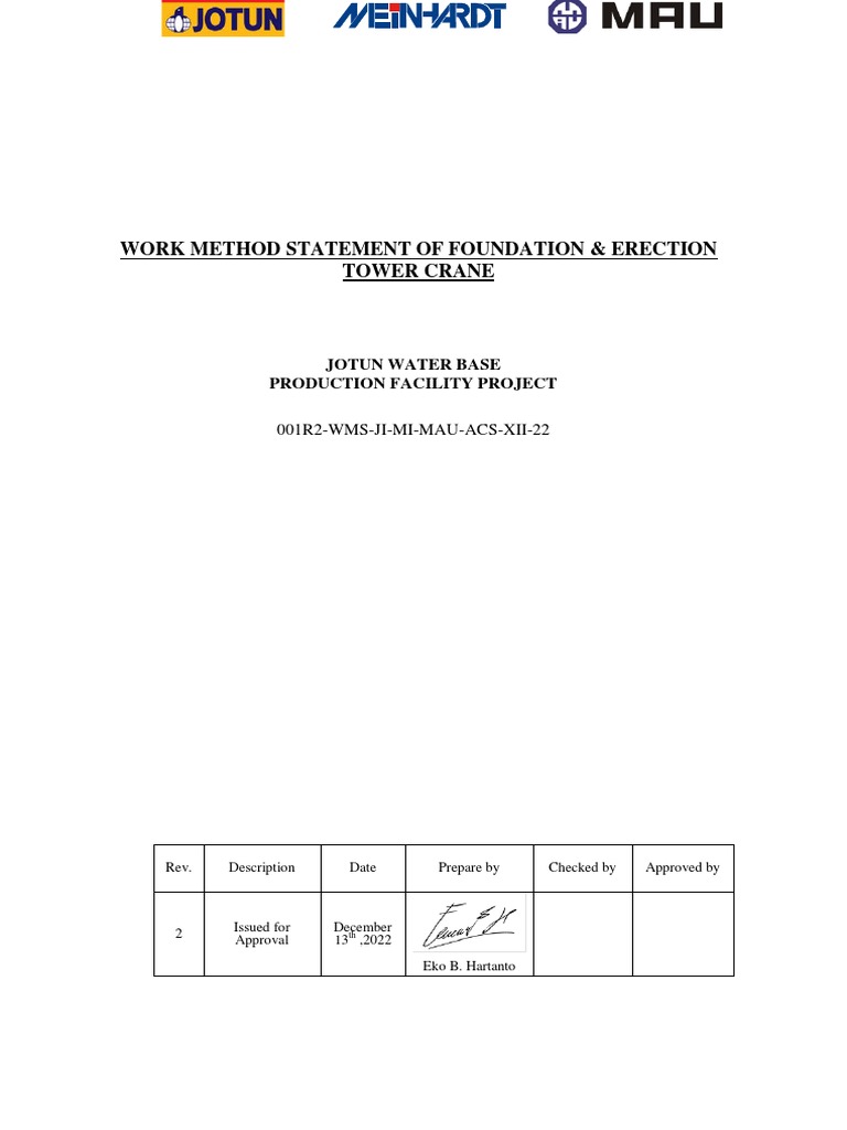 Tower Crane Foundation & Erection Method | PDF | Structural Engineering ...