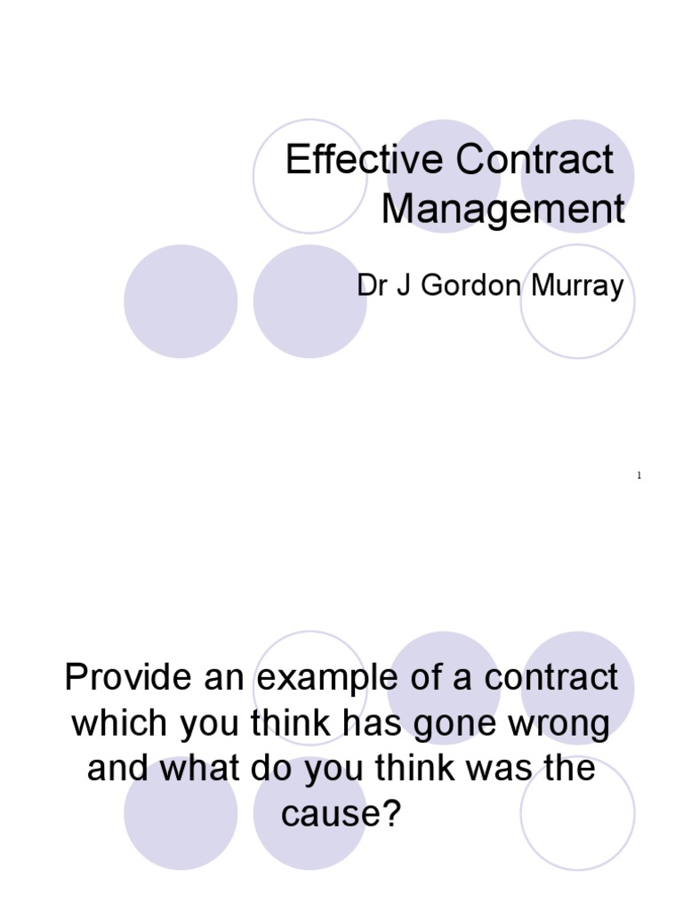 Effective Contract Management Pdf Procurement Risk