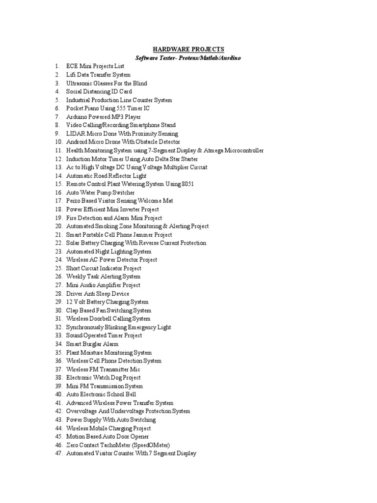 Project List PDF Electric Motor Power Inverter