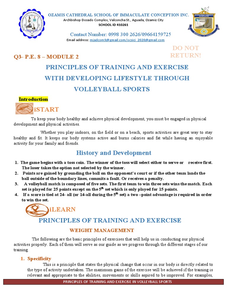 Volleyball Training Principles and Skills | PDF | Volleyball | Physical ...