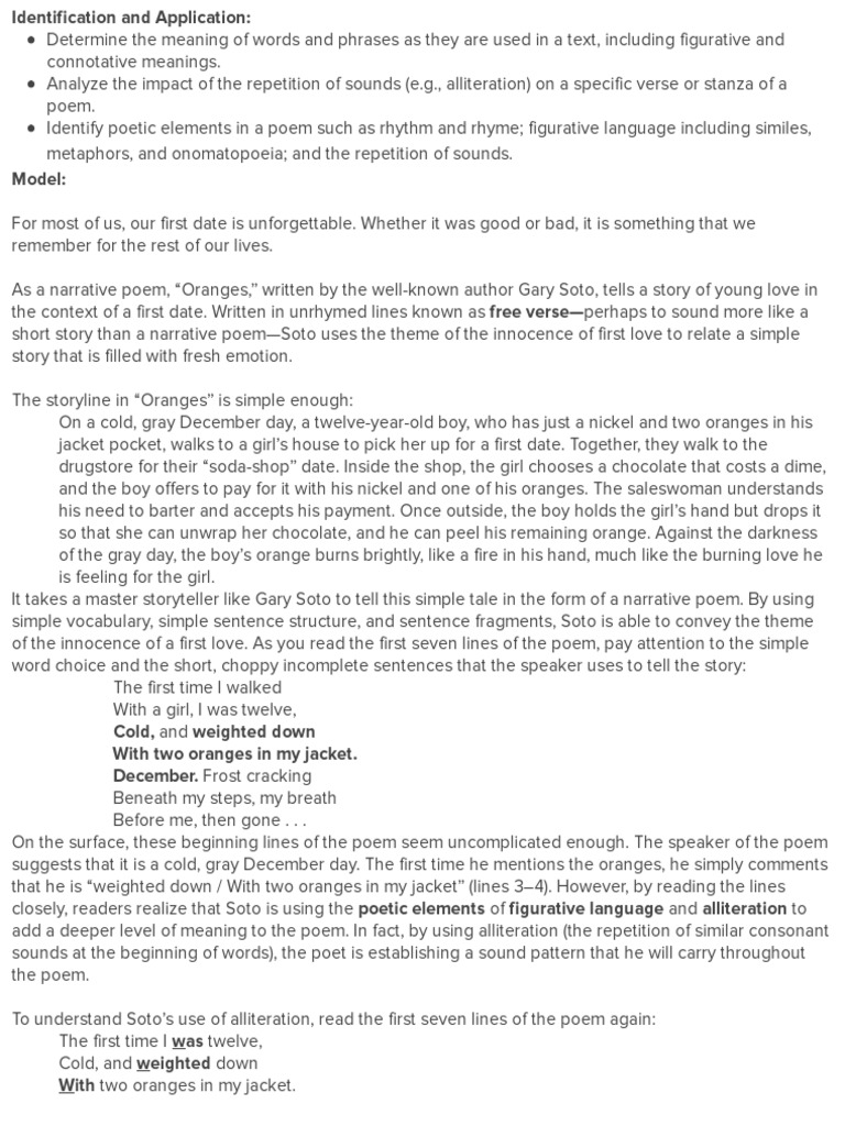An Analysis of Gary Soto's Narrative Poem 'Oranges' Exploring the