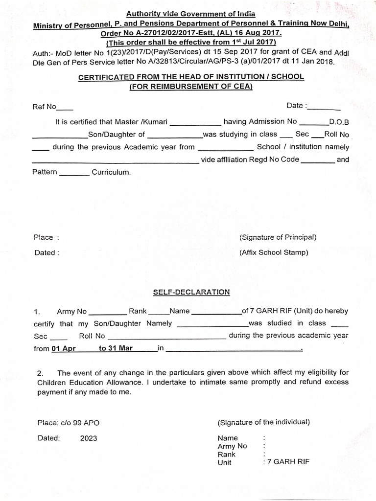 Cea form pdf