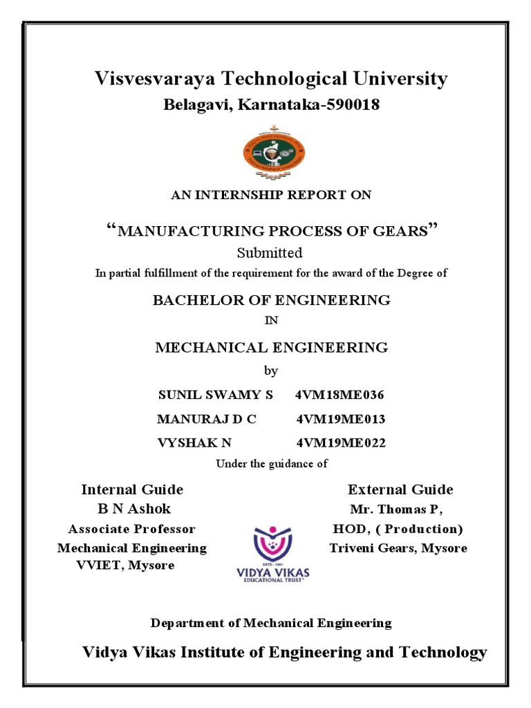 Triveni Gears Report PDF Gear Drilling