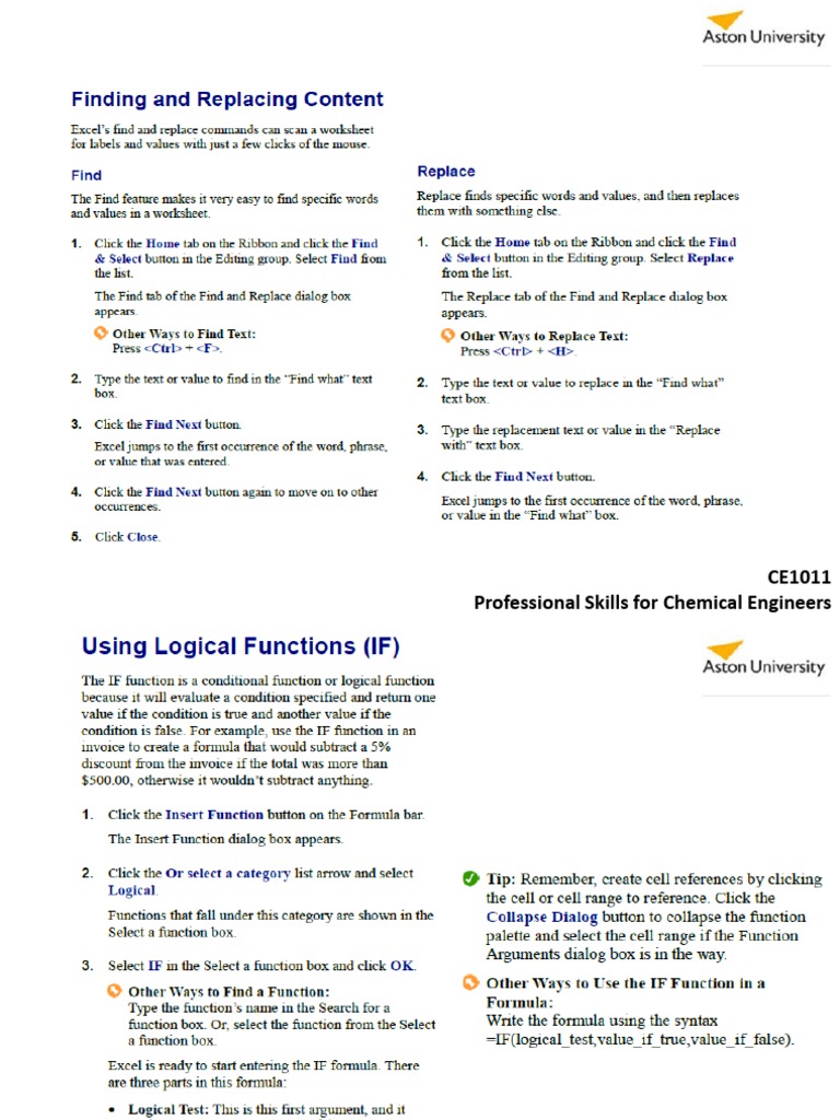Session 4 Excel Reading Material PDF