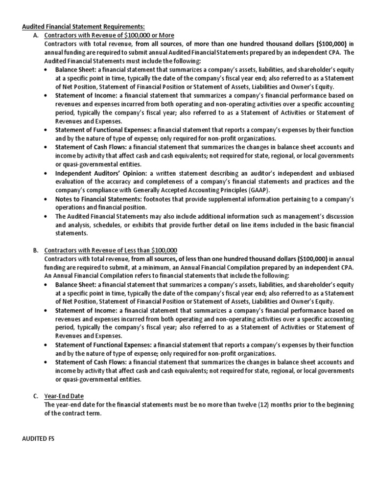 Contractor Financial Statement Guidelines | PDF | Financial Statement ...