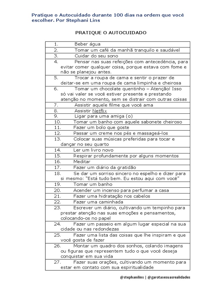 Pratique O Autocuidado Pdf