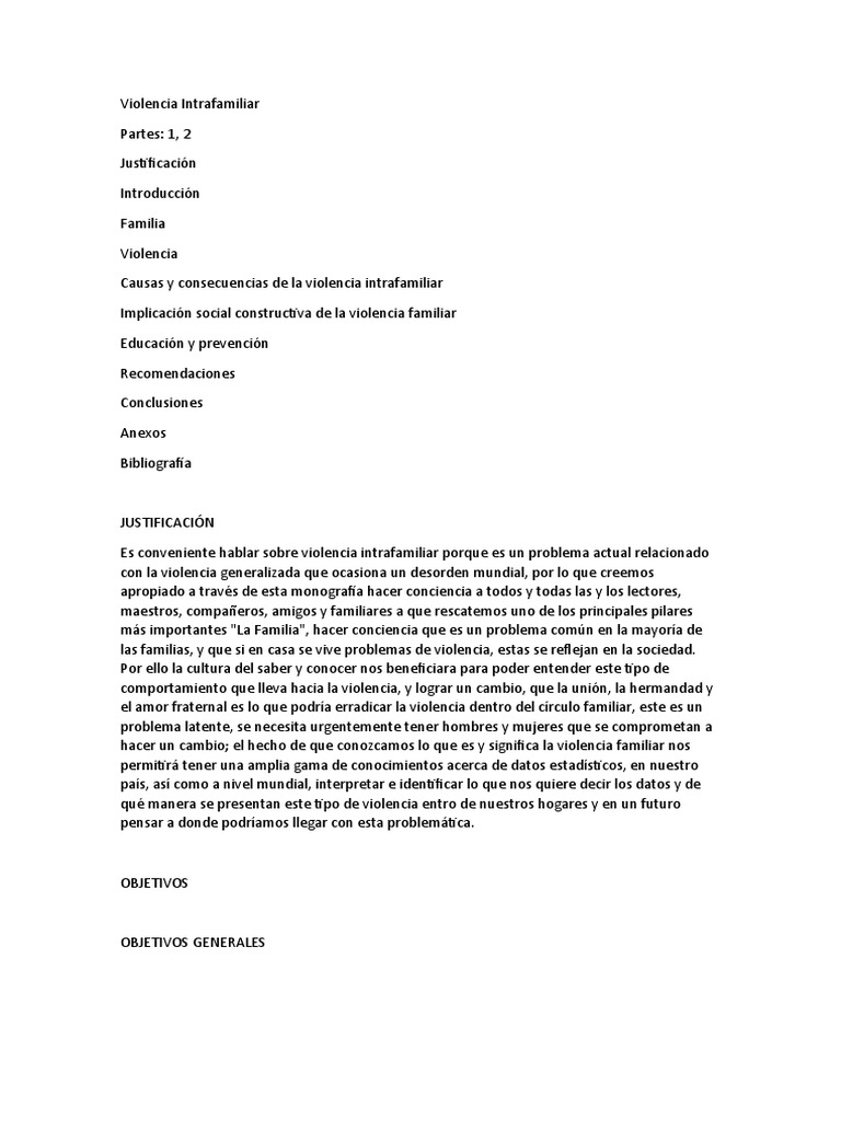 Efectos de la Violencia Intrafamiliar en Estudiantes | PDF | La ...
