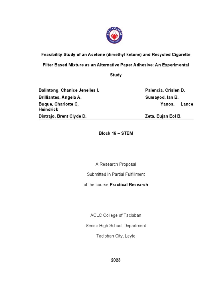 Acetone and Cigarette Filter Adhesive Study | PDF | Cigarette ...