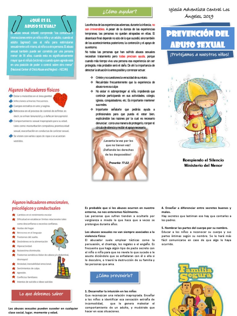 Tríptico sobre Prevención del Abuso Infantil | PDF | Abuso Sexual ...