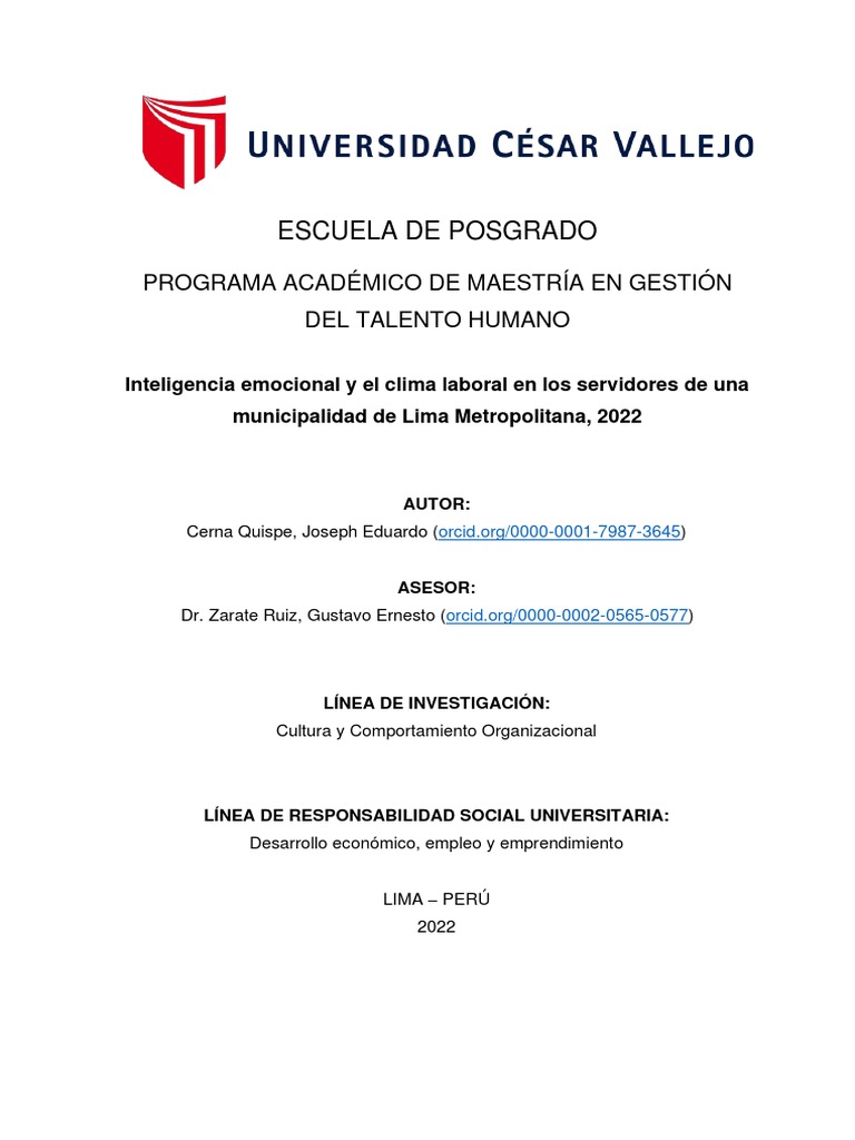 Inteligencia Emocional y Clima Laboral | PDF | Las emociones | Inteligencia