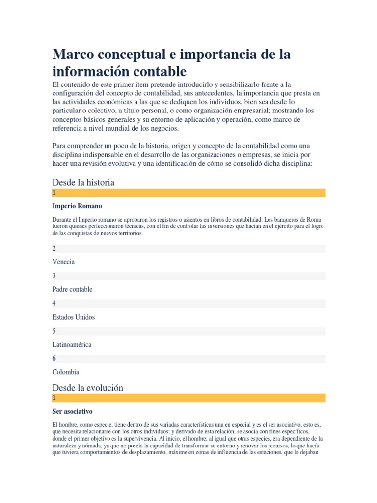 Marco Conceptual e Importancia de La Información Contable | PDF ...