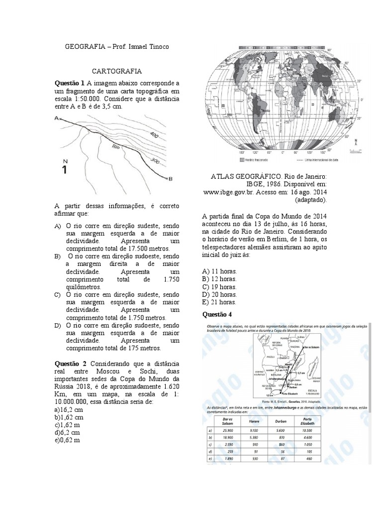 Atividades de Cartografia para 3º Ano | PDF | Mapa