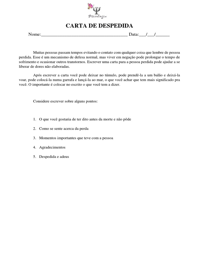 Liberando sentimentos através de uma carta de despedida | PDF