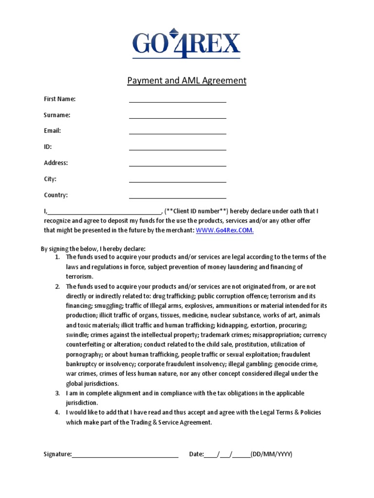 Payment and AML Agreement | PDF